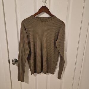 Women's Ribbed Crewneck Sweater - Olive Green